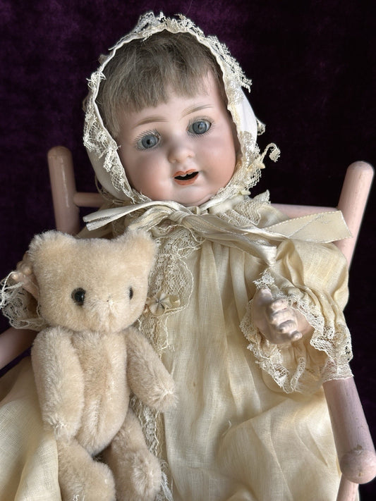 Antique German 11” Armand Marseille 980 Bisque Head Character Baby Doll