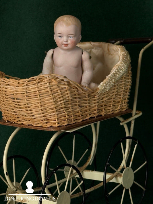 Antique German 5” All Bisque Miniature Baby Doll