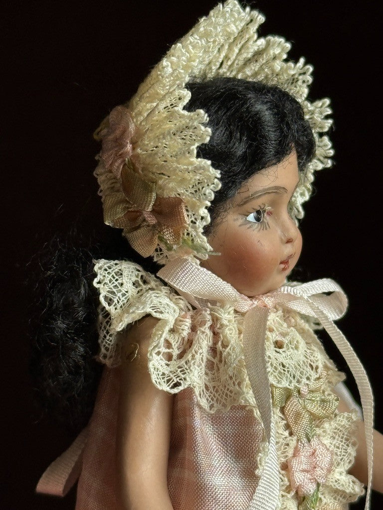 Miniature Cathy Hansen 4” Porcelain Repro of Antique French Mignonette Doll