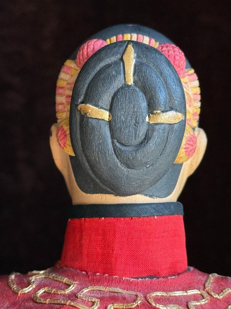 Antique Chinese Door of Hope Mission Carved Wood Cloth Young Female Bride Doll
