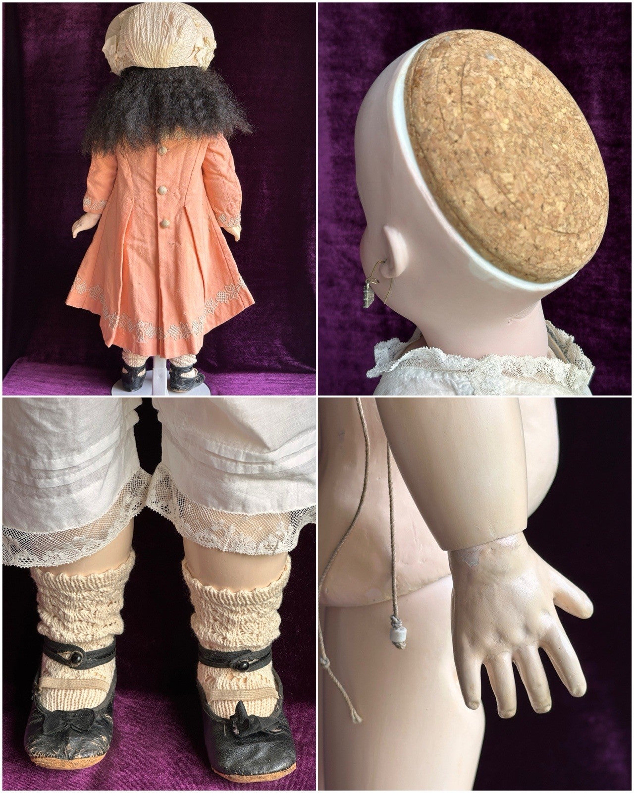 Large Antique French 29” Francis Gaultier Scroll Mark Bisque Head Bebe Doll