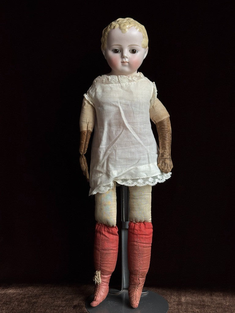 Rare Antique German 15” Alt Beck Gottschalck China Parian Bisque Doll Glass Eyes