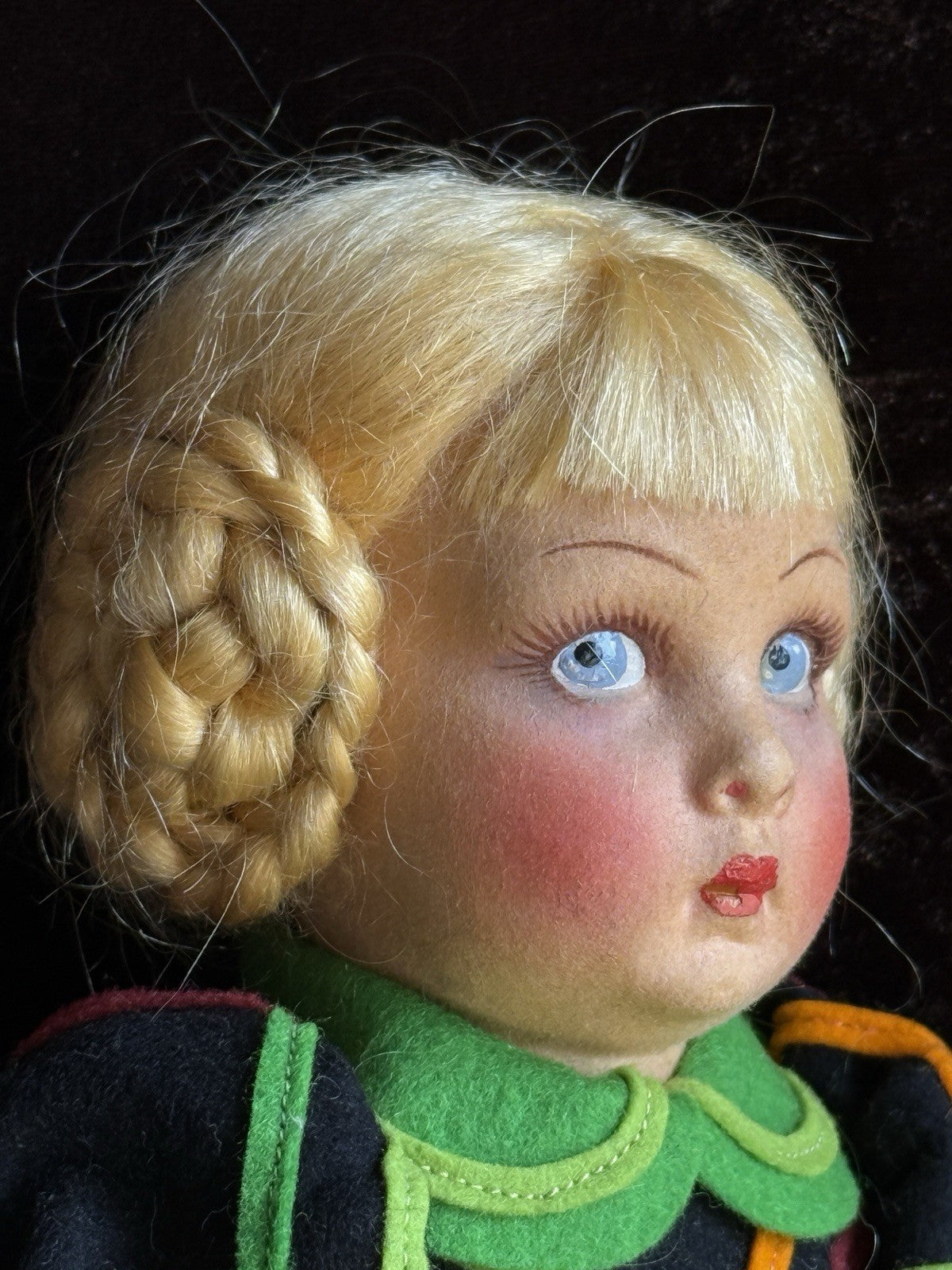 Vintage Italian 14.5” Lenci Lucy Felt Cloth Character Girl Doll with Jump Rope