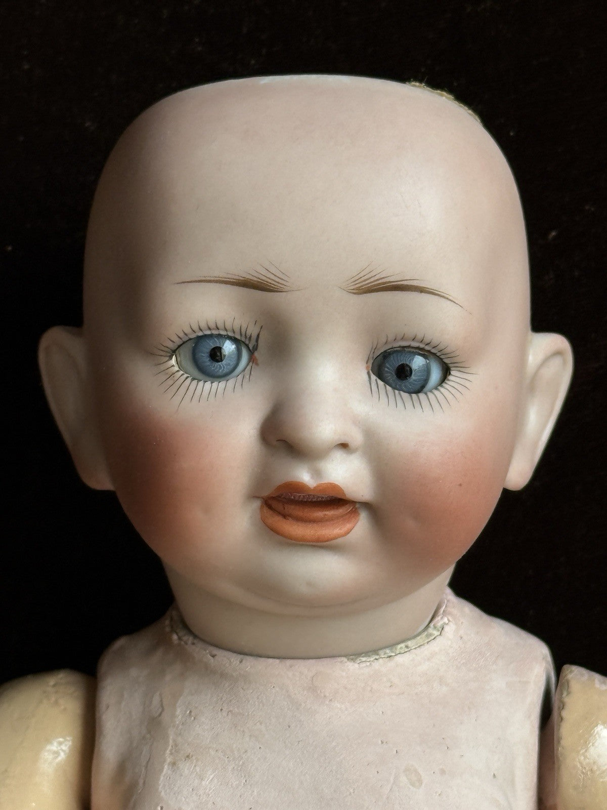 Antique German 11” Hertel Schwab 152 Bisque Head Baby Doll