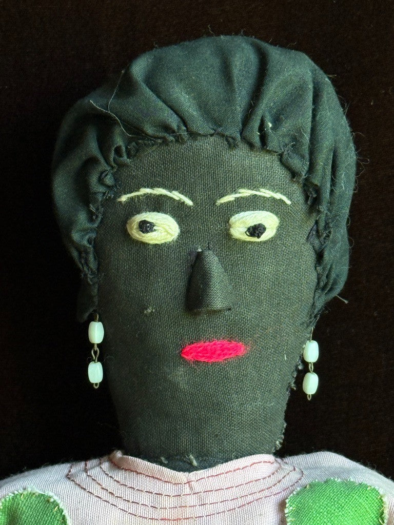 Lot of 2 Vintage Handmade Dark Complexion Cloth Folk Dolls