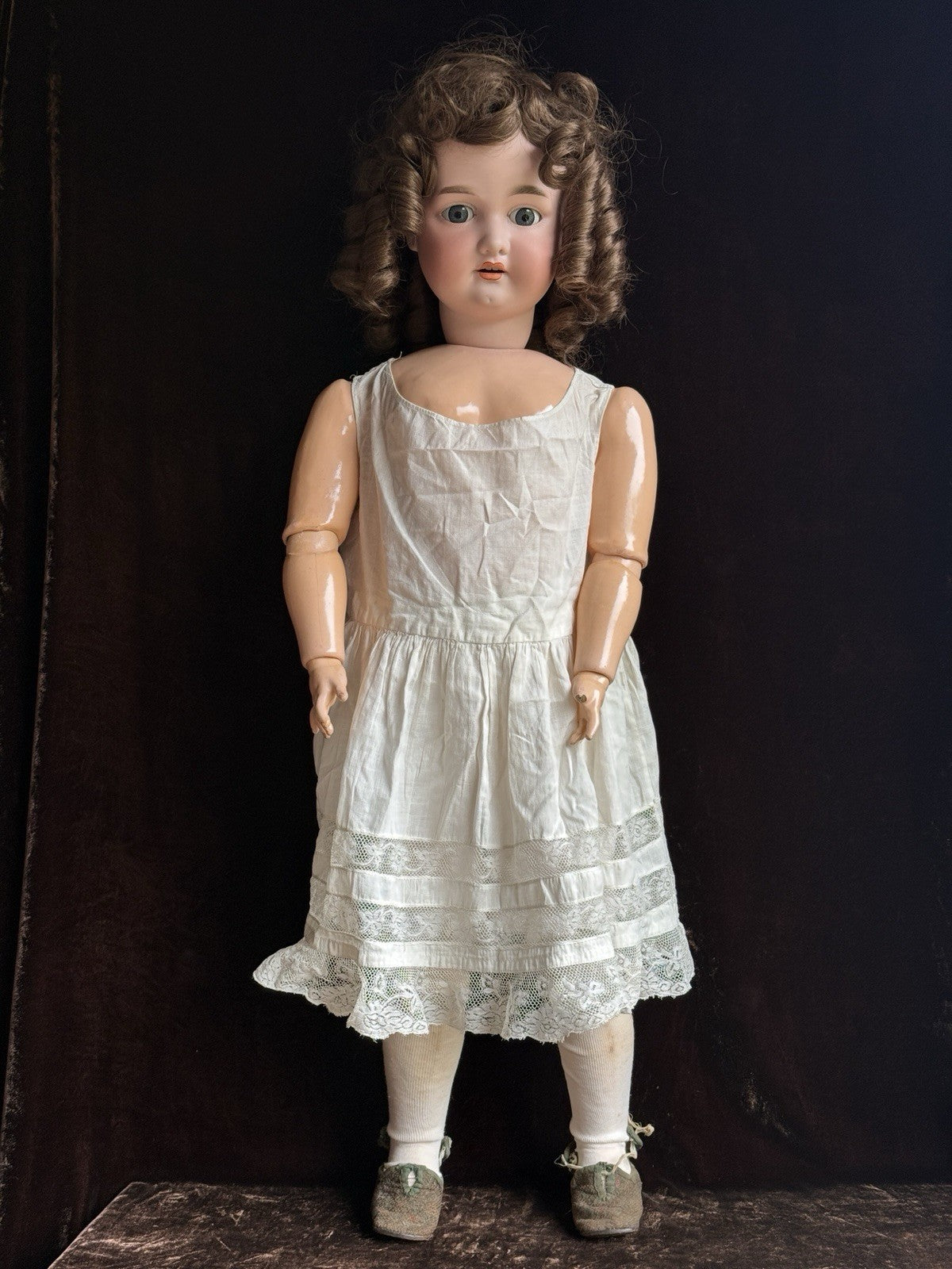 Large Antique German 34” Armand Marseille Bisque Head Doll