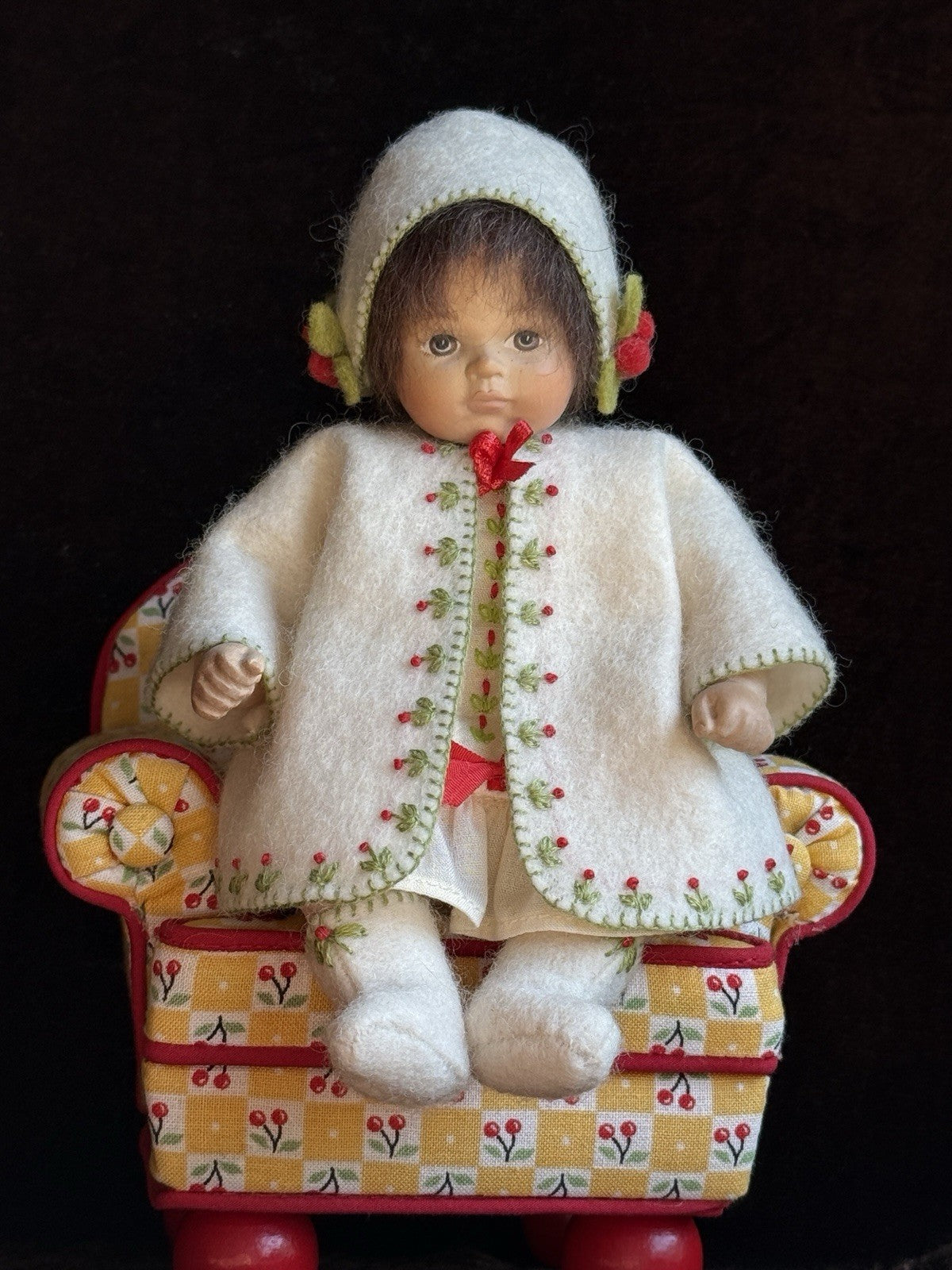 Collectible Erika Catellani 6” Carved Wooden Baby Doll Irma LE 25