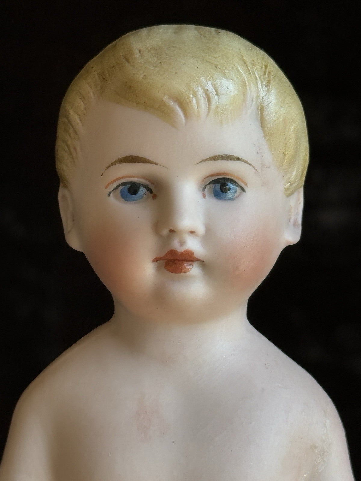 Antique German Bisque Miniature Large 6.5” Frozen Charlie Doll