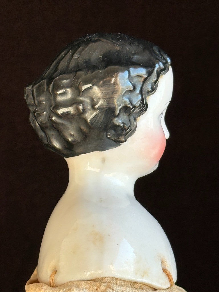 Antique German 12” Flat Top Highbrow China Shoulder Head Doll