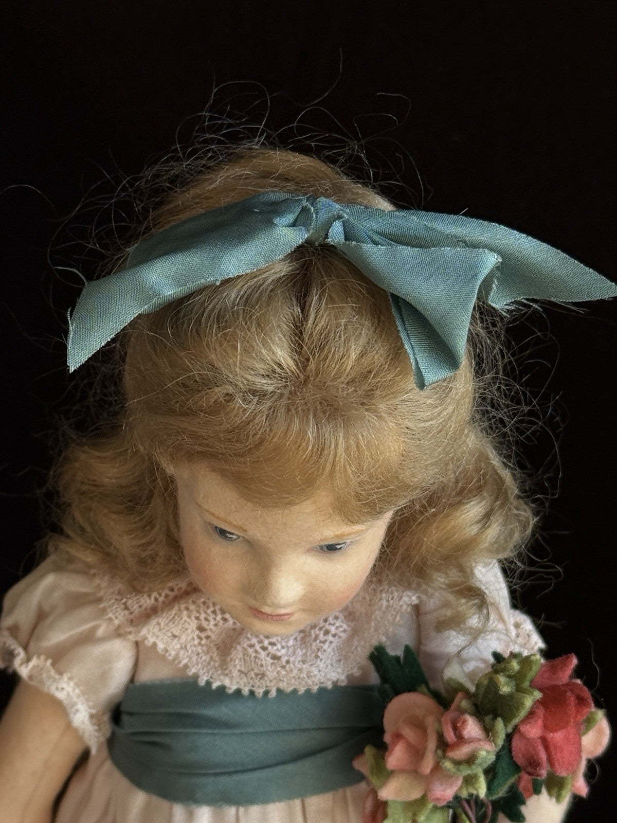 Collectible 12” John Wright UFDC Abigail Felt Girl Doll with Certificate