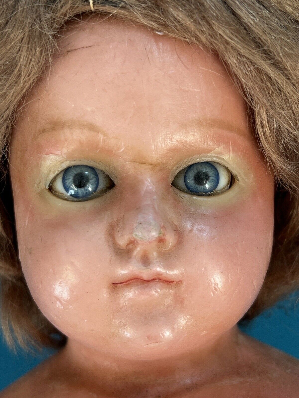 Antique German 23” Wax Over Papier Mache Sleepy Eye Fashion Doll