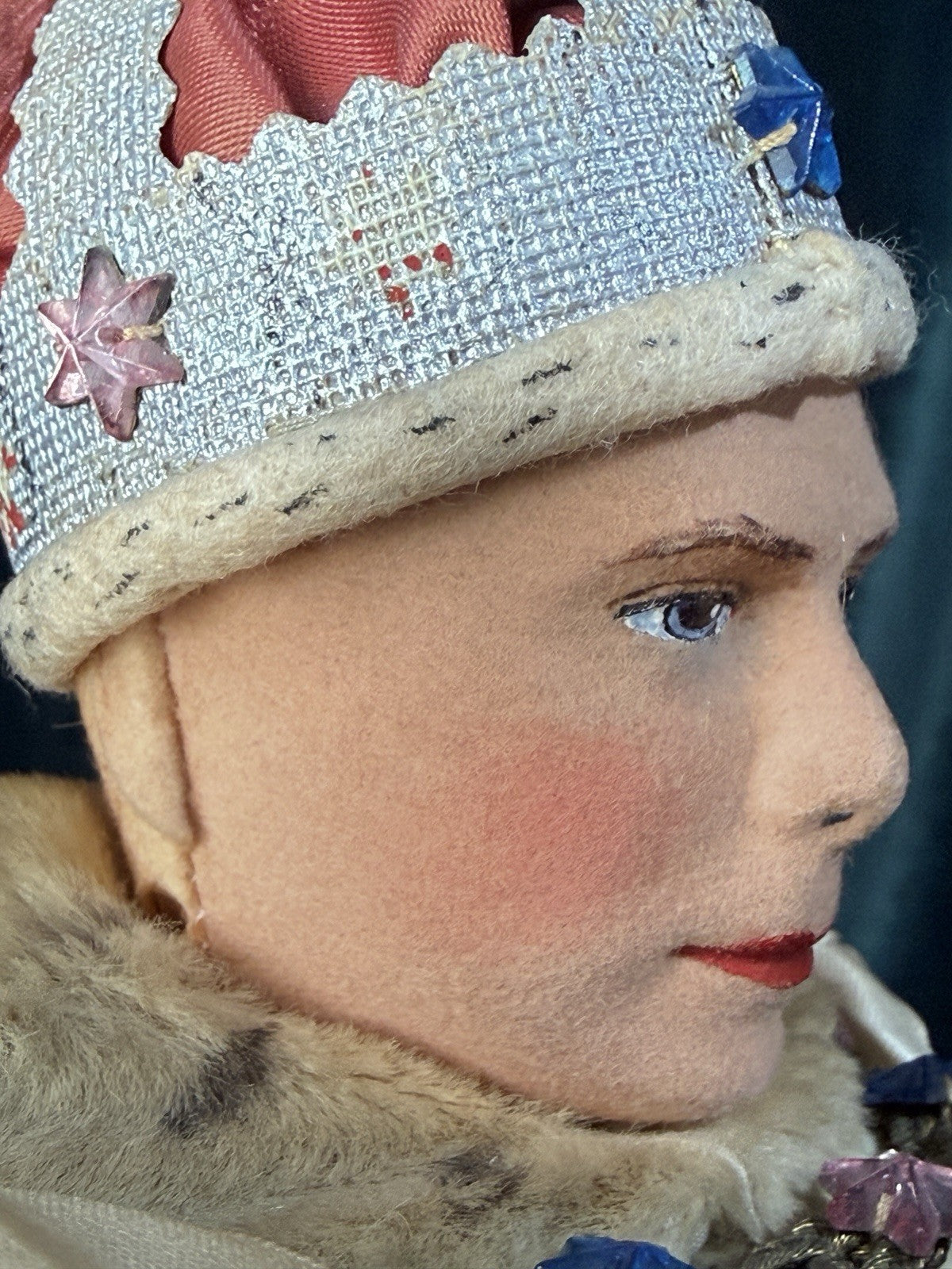 RARE Antique 1937 English Portrait Cloth 15” Doll King George VI by Farnell