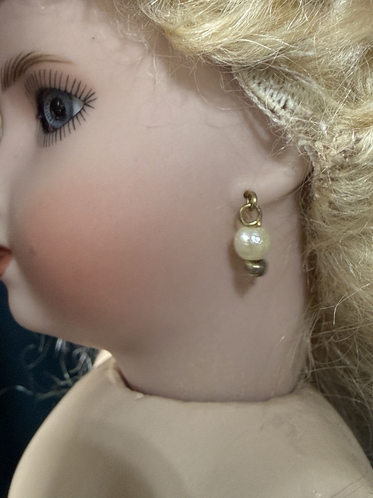 Porcelain/Composition 11” Reproduction of Antique French Bleuette Doll Skater