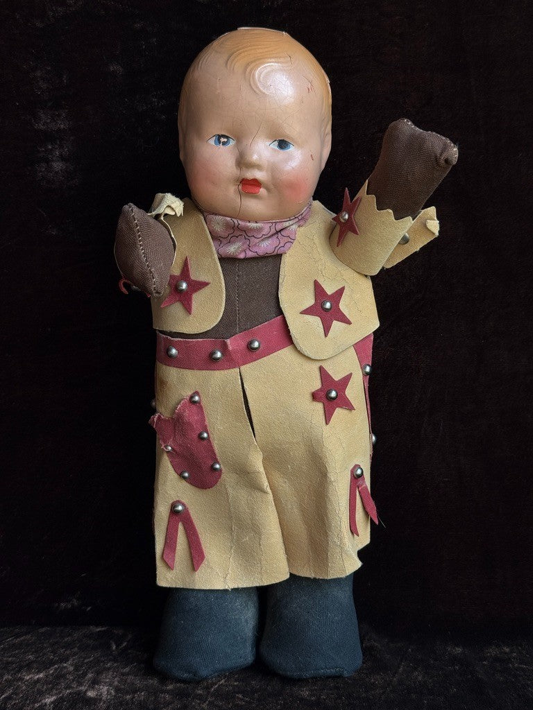 Vintage American 13" Composition Cowboy Character Doll