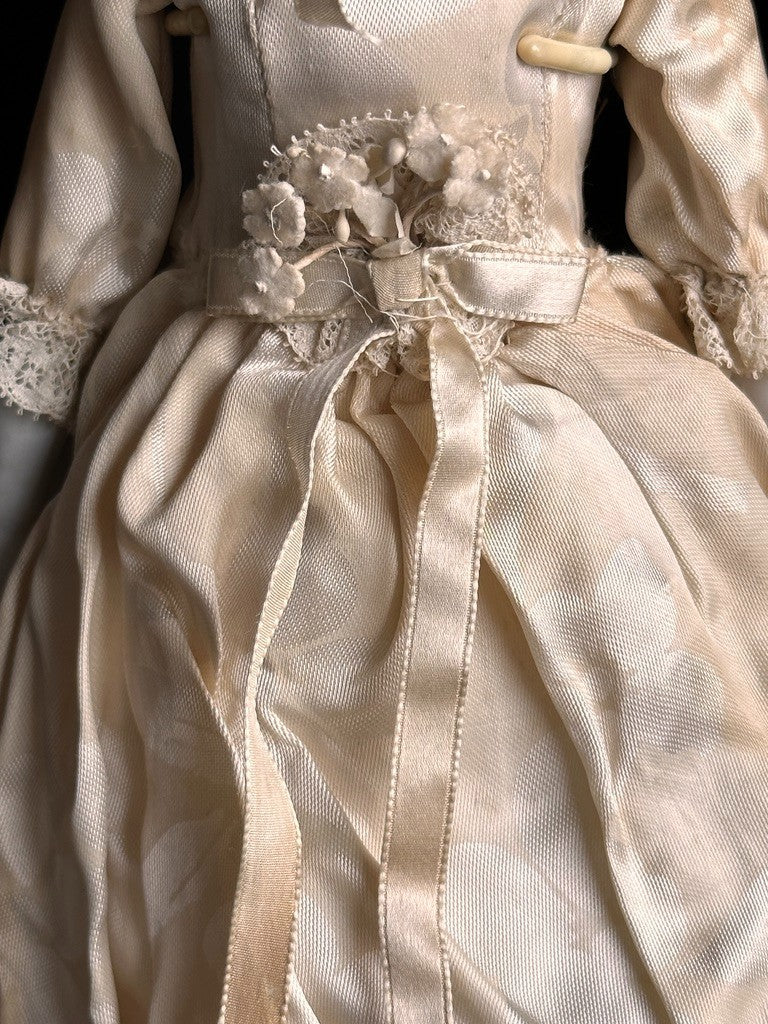 Antique German 12" Lowbrow China Shoulder Head Bride Doll