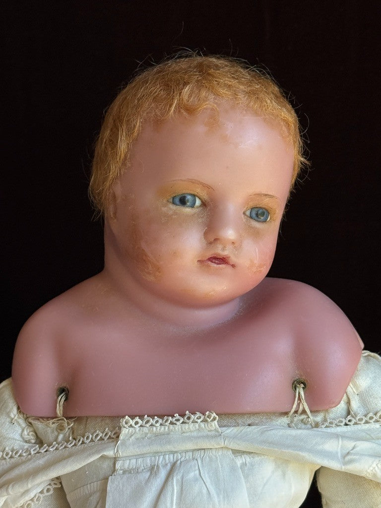 Antique English 21" Pierotti Poured Wax Doll