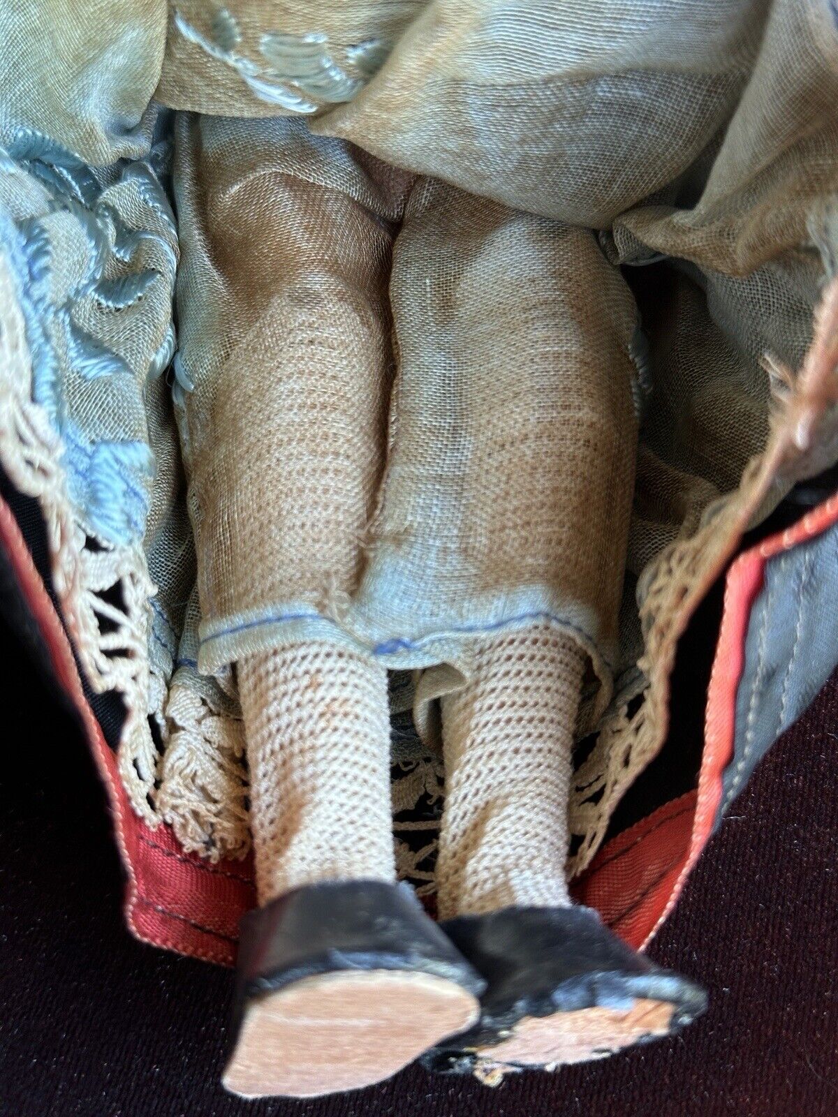 Vintage 10” Swiss Huggler Wood Carved Doll with Original Tag