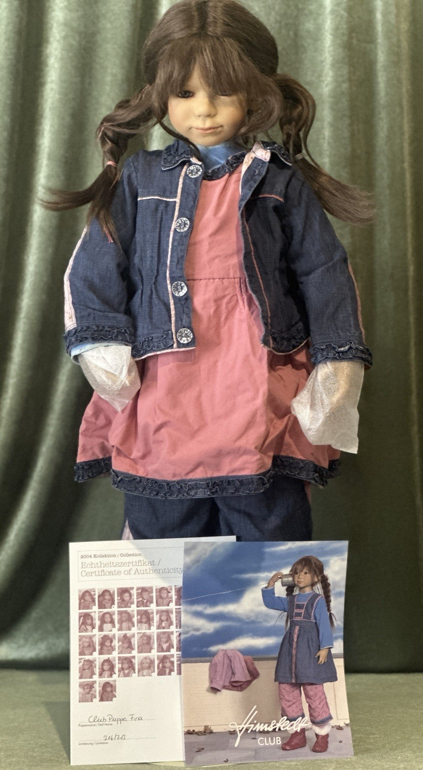 MIB Collectible German Annette Himstedt Vinyl 37.5” Doll “Fina” LE 713 Box/COA