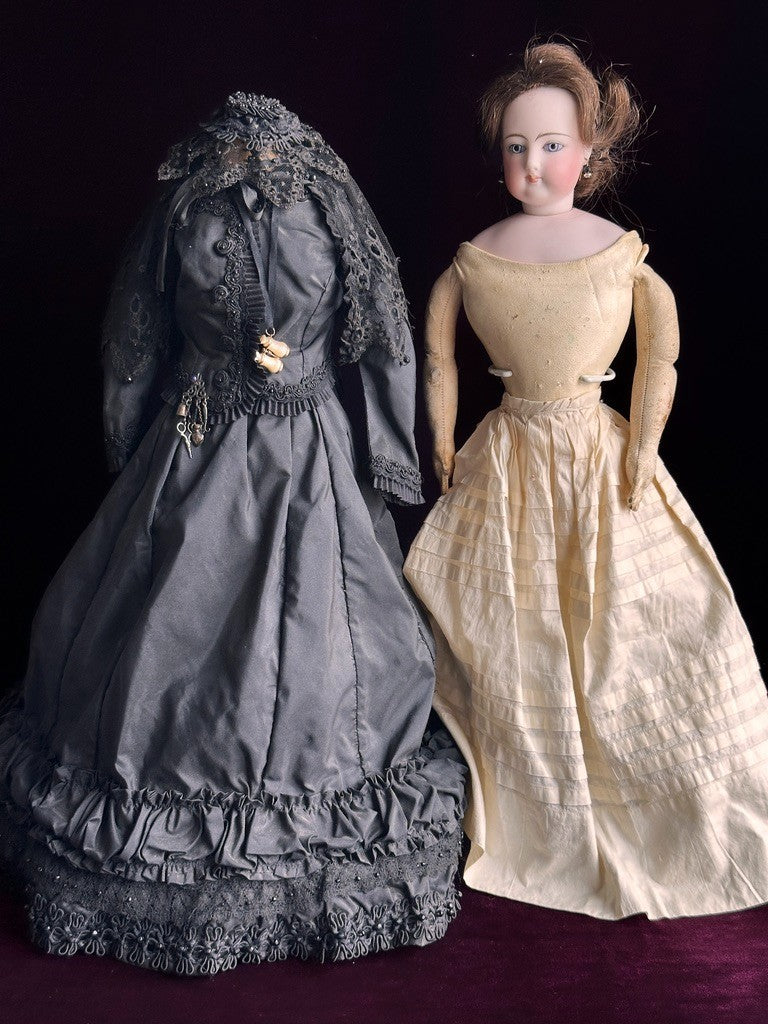 Antique French 18” Francis Gaultier Bisque Head Fashion Bebe Doll with Extras