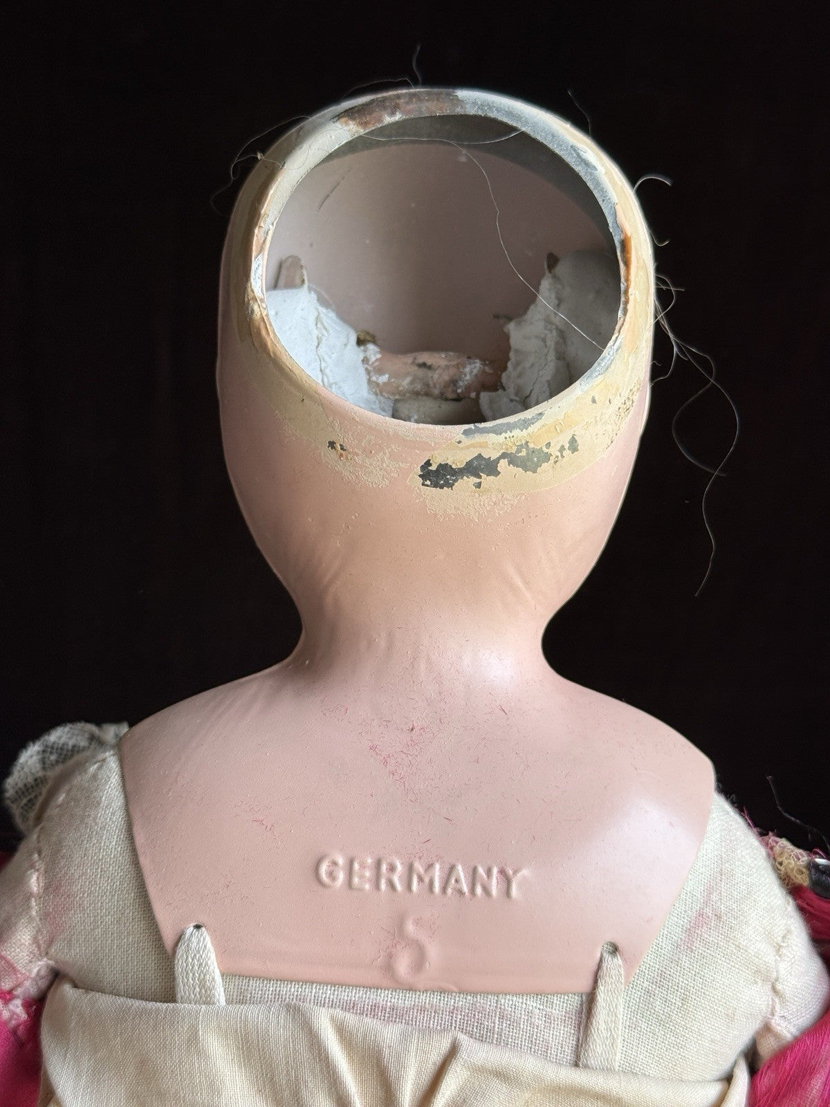 Antique German 22” Minerva Metal Tin Head Fashion Doll with Glass Eyes