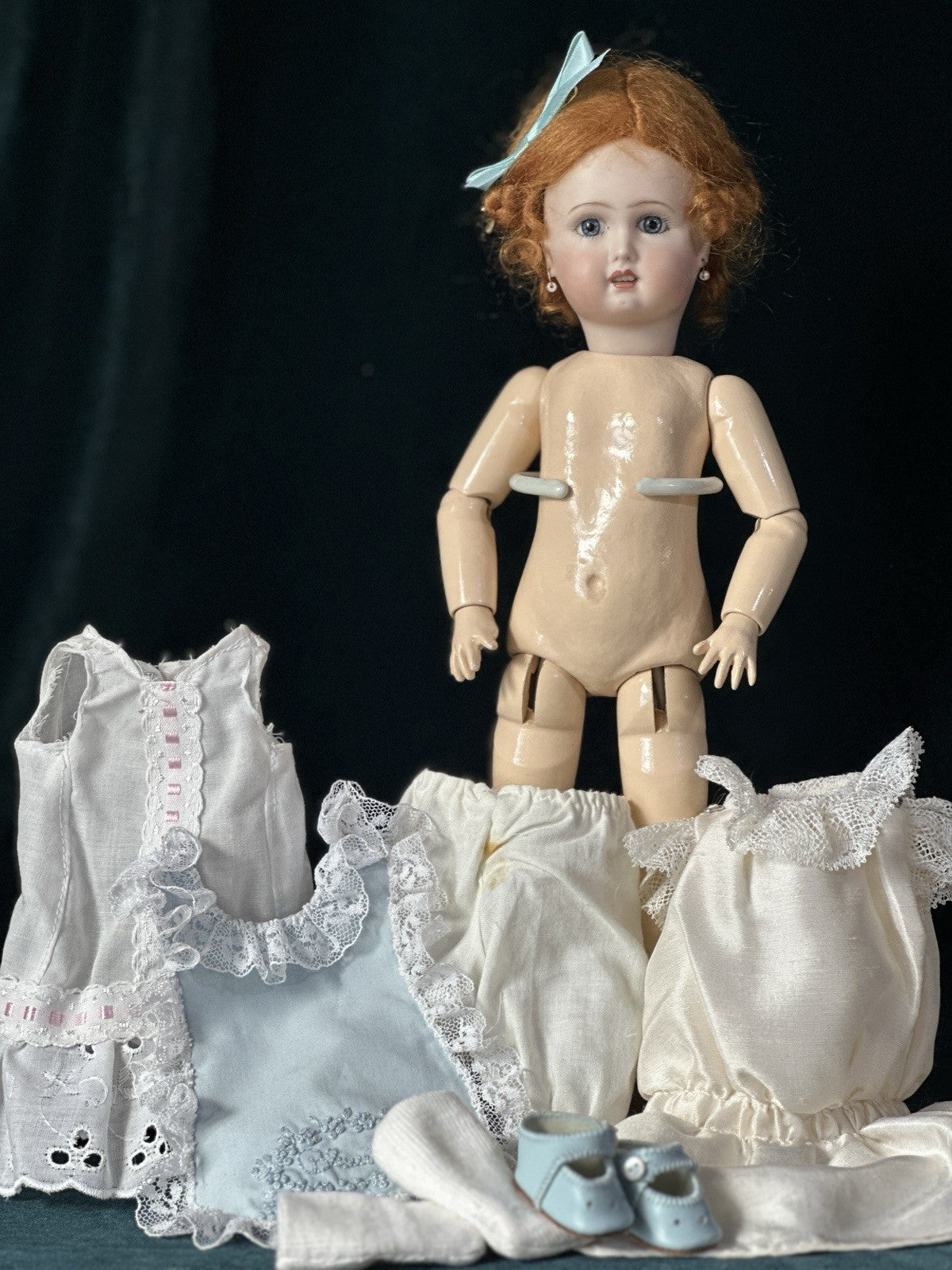 Porcelain/Composition 11” Reproduction of Antique French Bleuette Doll