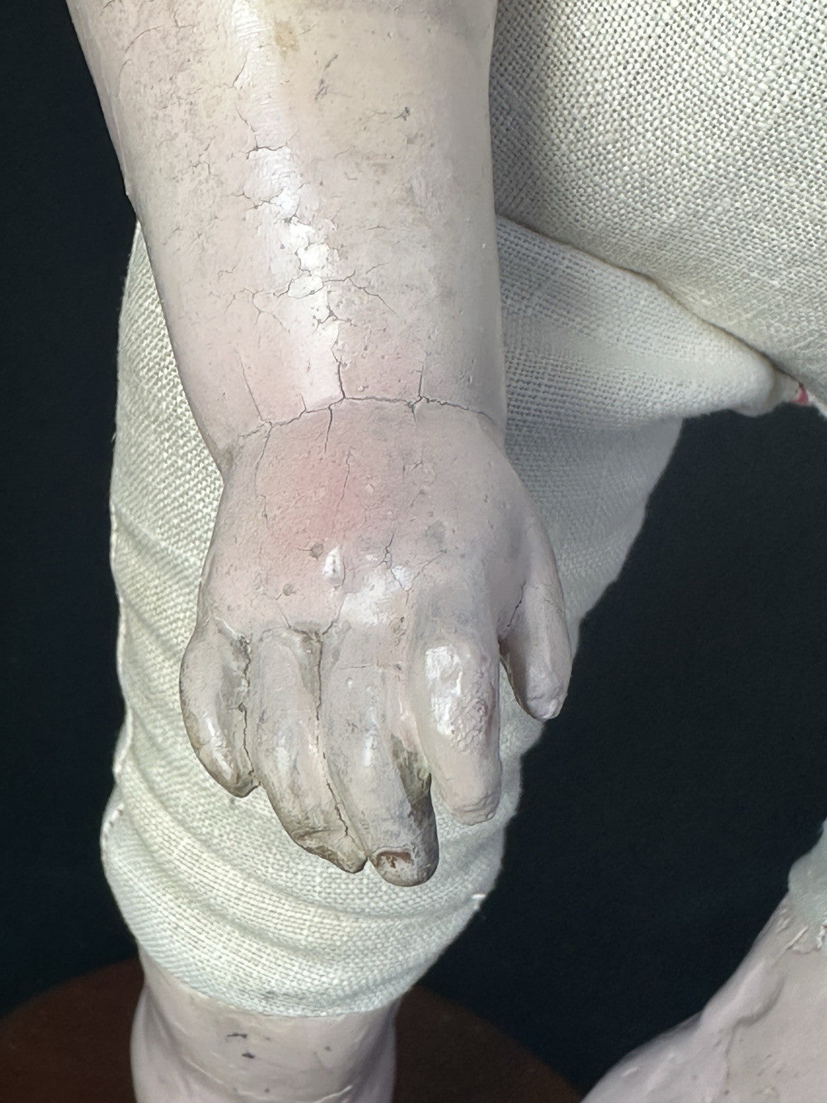 Antique German (?) Paper Mache 24” Doll with Glass Eyes