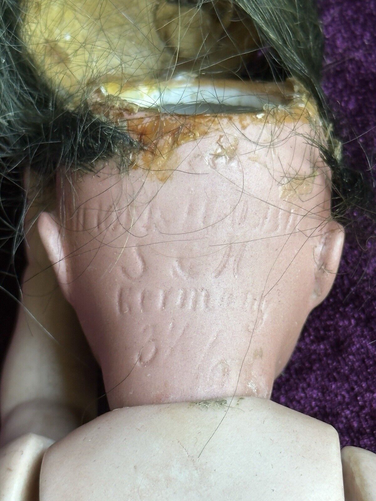 Antique German 7” All Bisque Simon Halbig Dark Complexion Black Stockings Doll