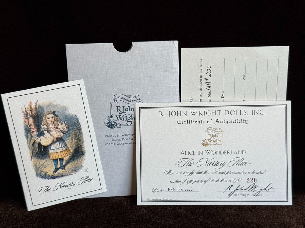 John Wright 17" The Nursery Alice Cloth Felt Doll LE 250 in Box with Certificate