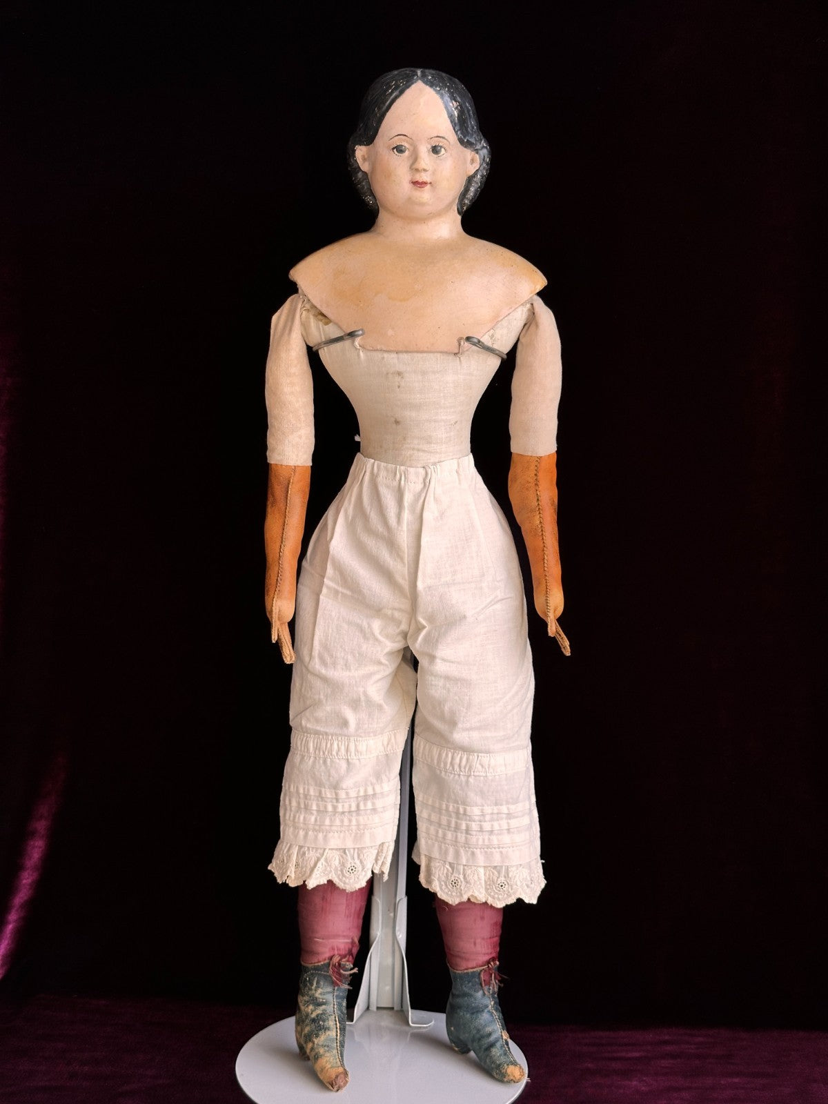 Antique American 26” Greiner Papier Mache Exposed Ears Doll