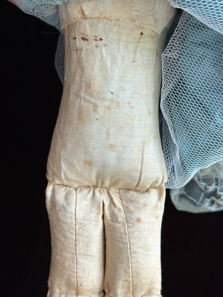 Antique German 16” Wax over Papier Mache Shoulder Head Cloth Body Fashion Doll