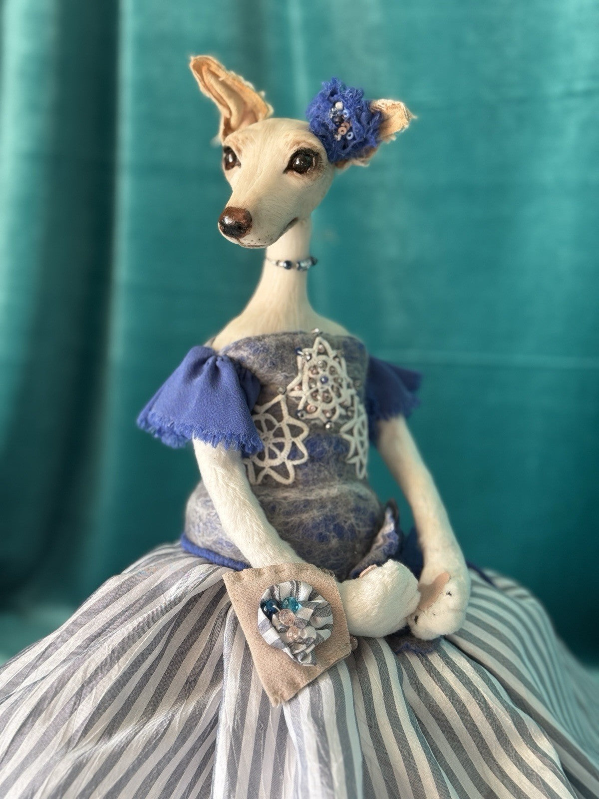 OOAK Artist Handmade Polymer Clay Poseable  Dog 15” Doll Toy by IrinaParfiDolls