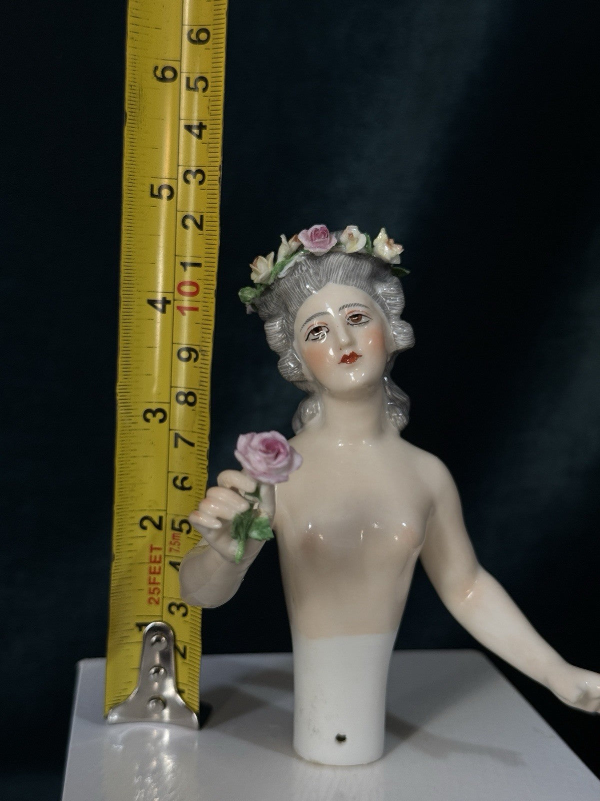 Rare Antique German Dressel & Kister 4 3/4” Half Doll Pin Cushion - Damaged