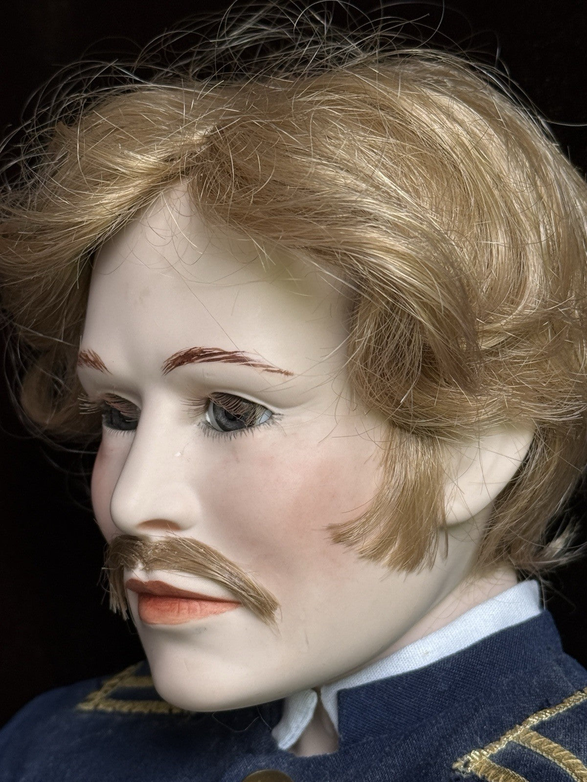OOAK Large Artist Made Porcelain Military Male Character Doll with Stand