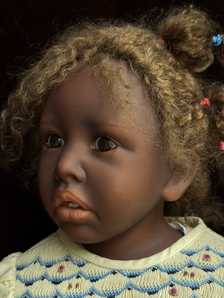 Lifelike 28" Artist Pauline Middleton Porcelain African American Girl Doll LE 20