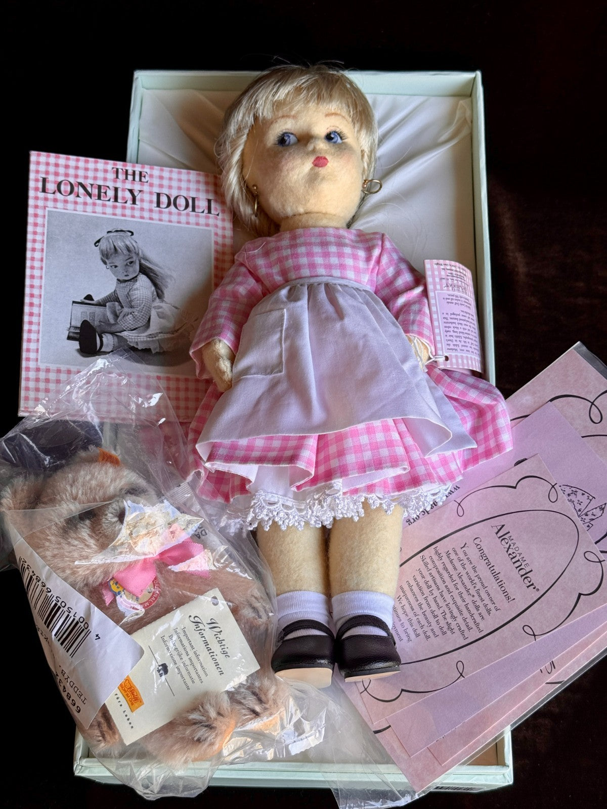 Madame Alexander Edith The Lonely Doll Little Bear Steiff Set New in Box