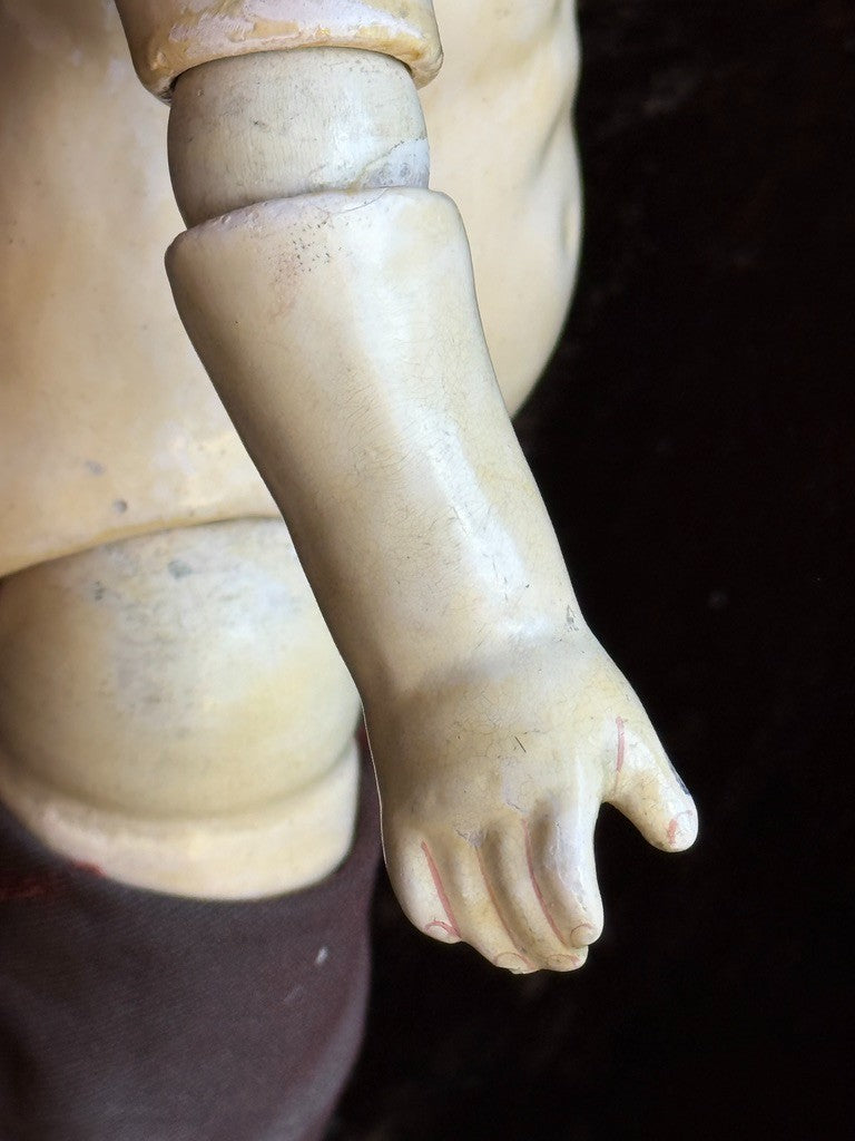 Antique German 14.75” Kestner A.T. Type Straight Wrist Bisque Head Boy Doll