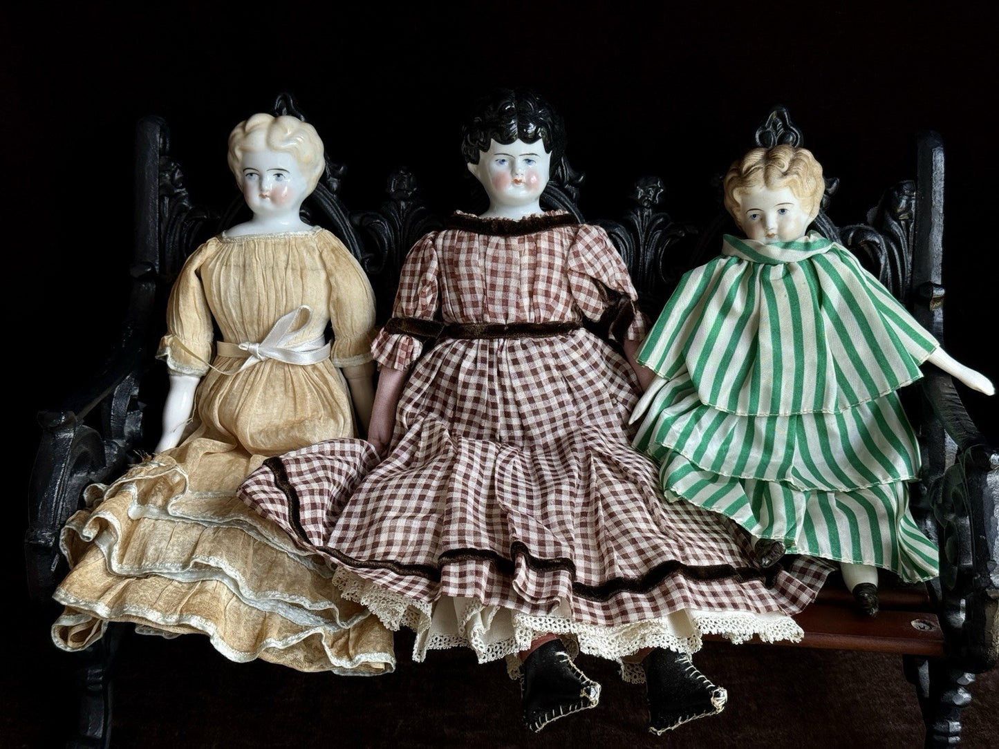 Lot of 3 Antique German Lowbrow China Head Dolls