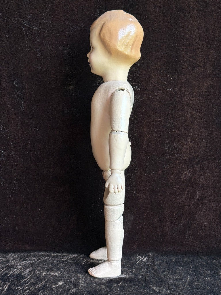 Antique American 15” Schoenhut 101 Wooden Jointed Girl Doll Molded Bow Restored