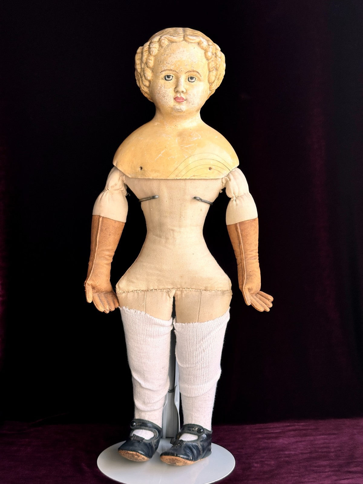 Antique German 24” Müller & Strassburger (?) Papier Mache Doll
