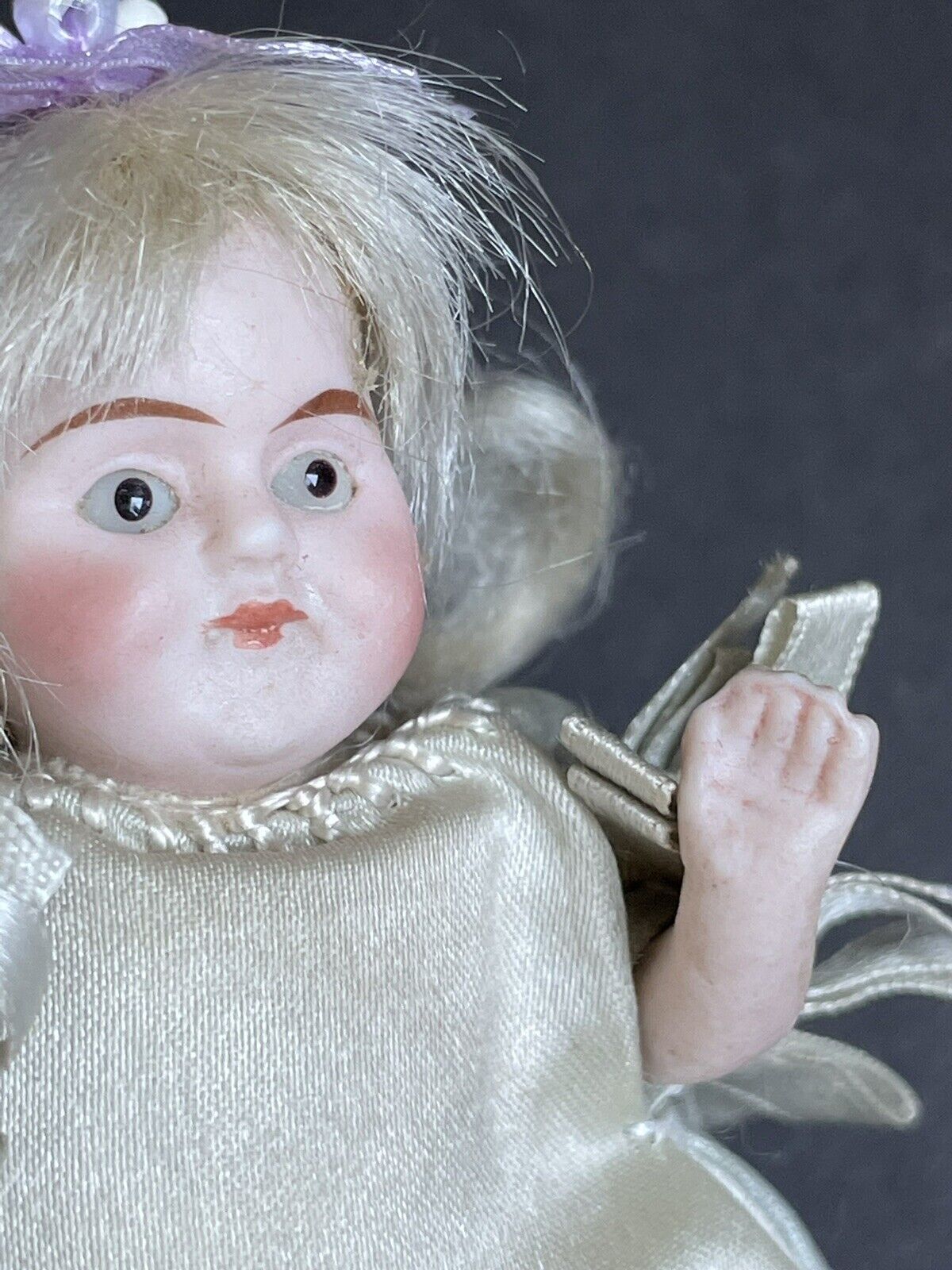 Antique German 3.5” Miniature All Bisque Mignonette Dollhouse Doll