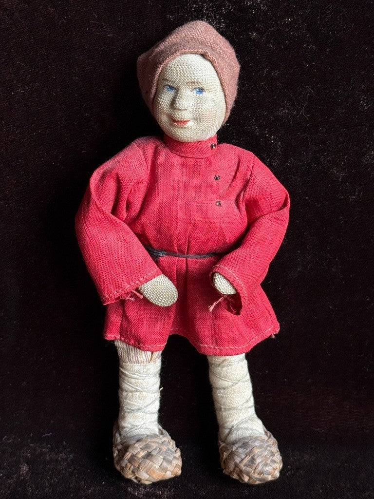 Lot of 2 Antique USSR Cloth Stockinette Russian Dolls