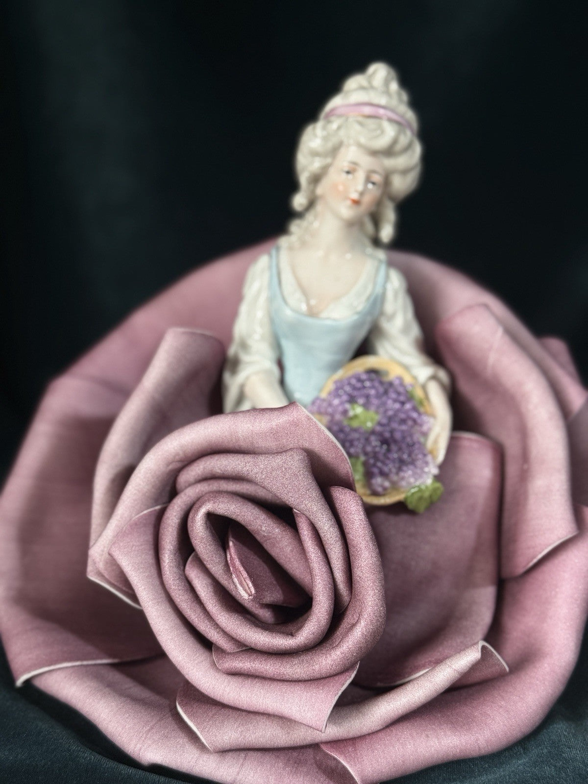 Antique German Porcelain GALLUBA & HOFMANN 5 1/2” Half Doll Pin Cushion
