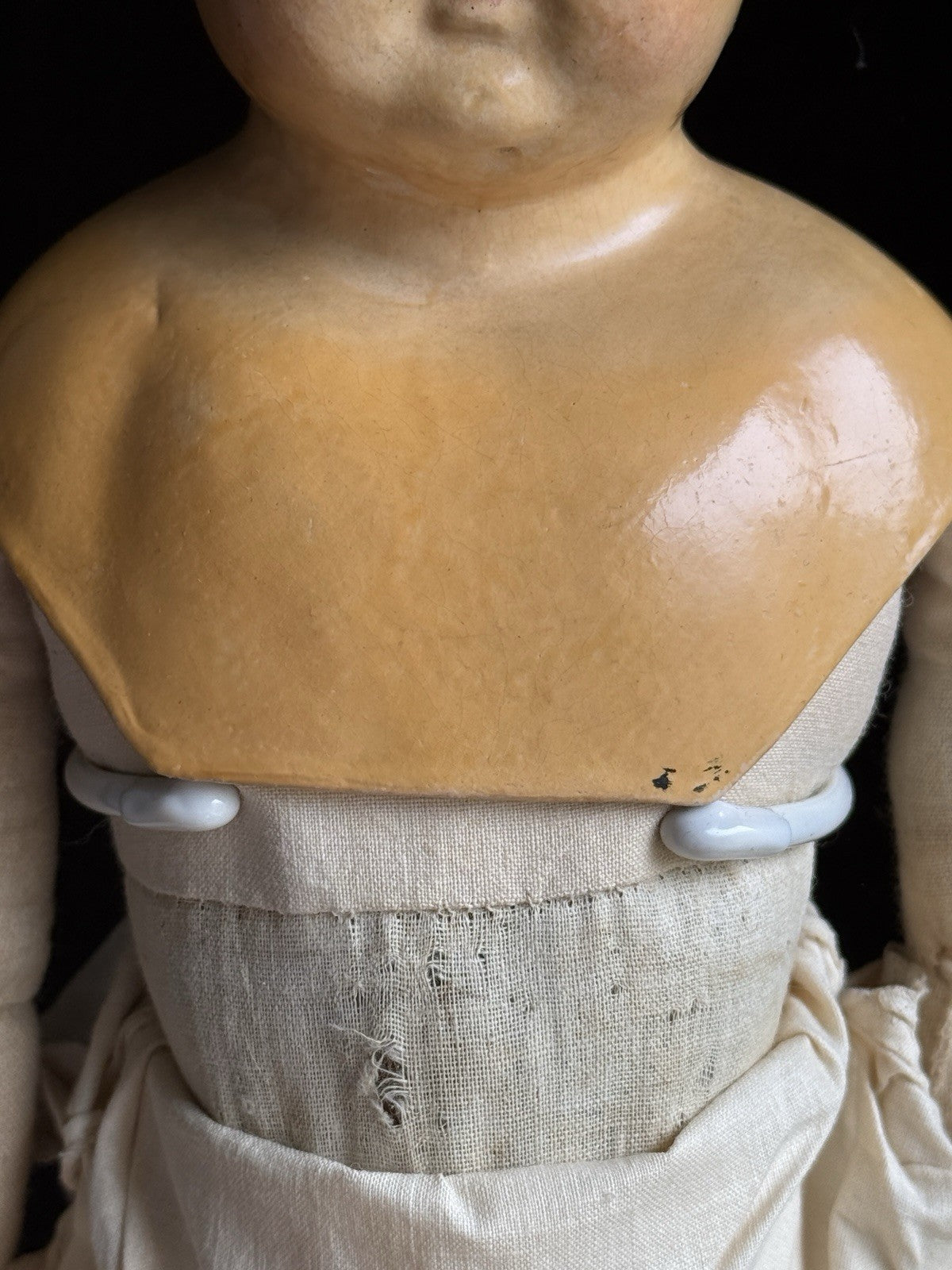 Antique German 20.5” Papier Mache Shoulder Head Cloth Body Doll