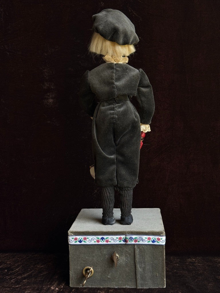 Vintage Porcelain Reproduction of Antique French Jumeau Mechanical Musical Doll