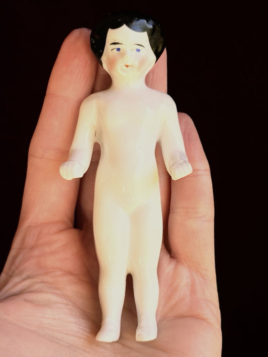 Antique German 4.125” Frozen Charlotte China Doll