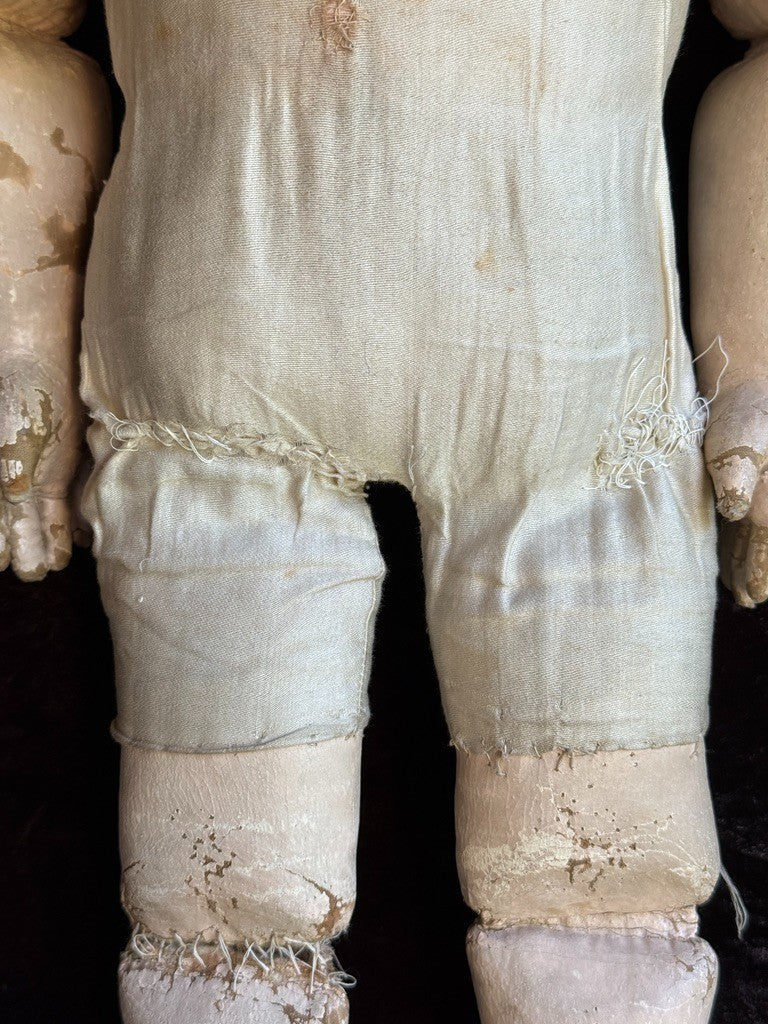 Rare Antique American 22” Gertrude Rollinson Oil Painted Cloth Baby Doll