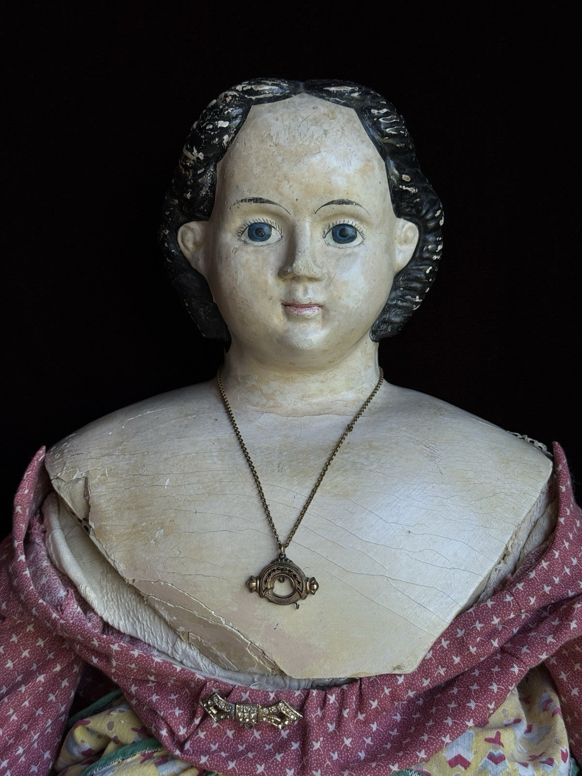 Large Antique American 28” Greiner Papier Mache Head #10 Doll Original Label