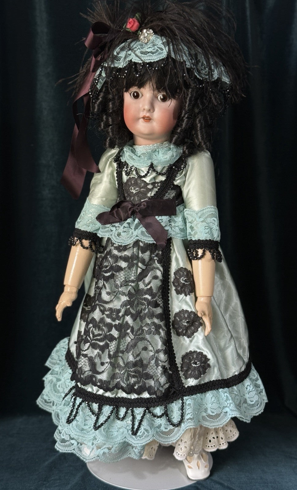 Antique German Queen Louise Doll Bisque Head Composition Body 24” Doll - Damaged