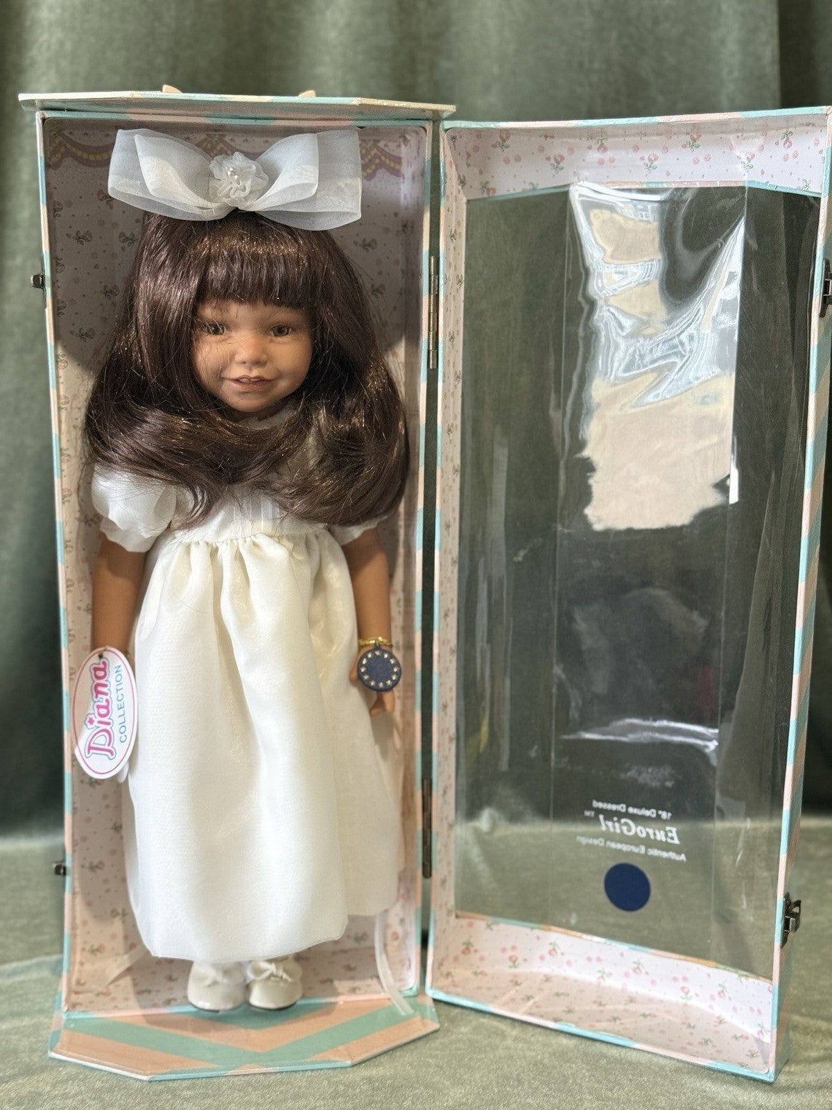 NRFB Collectible Vinyl 18” Doll EuroGirl “The Diana Collection” White Gown