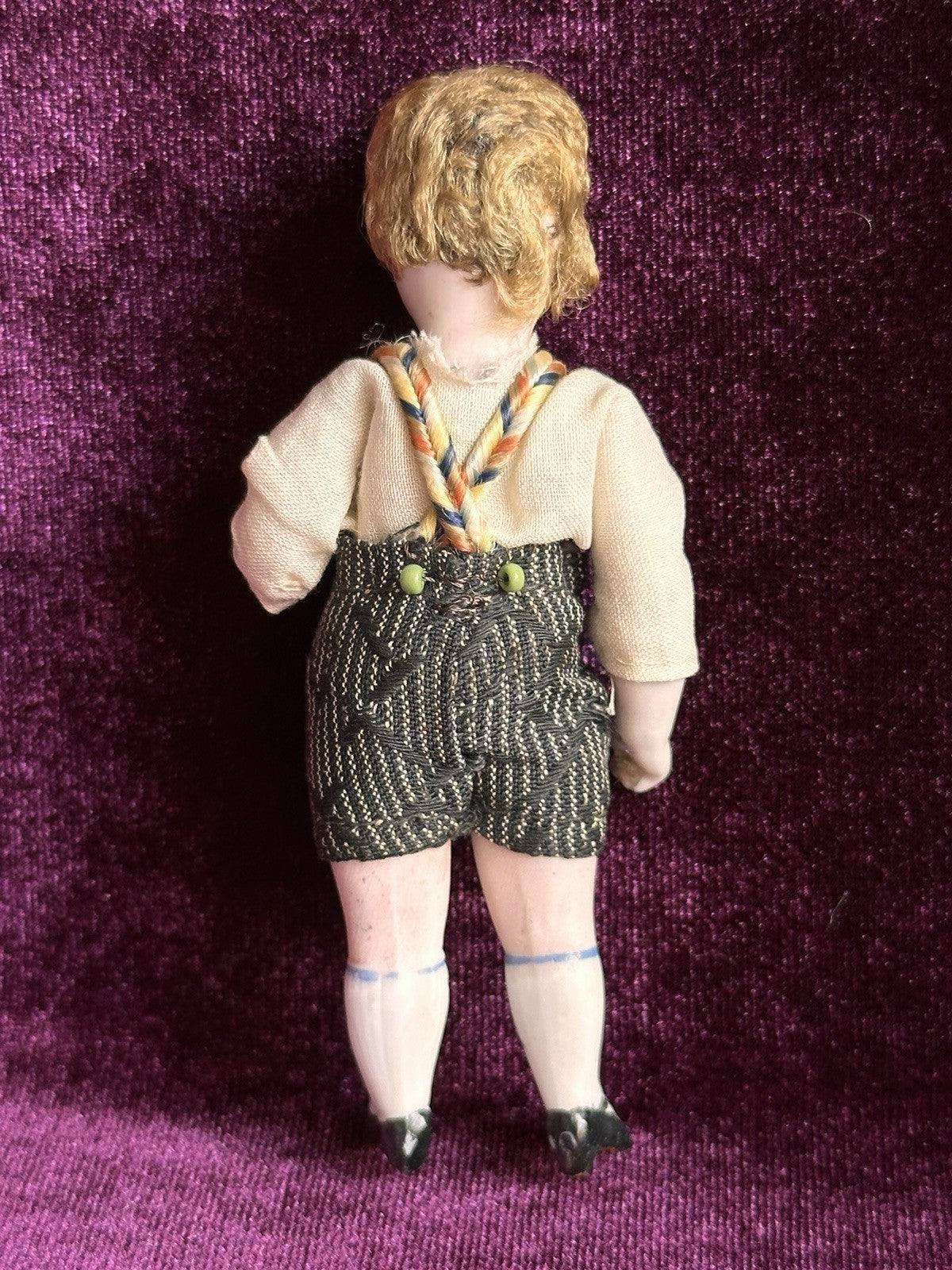 Antique German 3.75” Dollhouse All Bisque Hertwig Mignonette Doll
